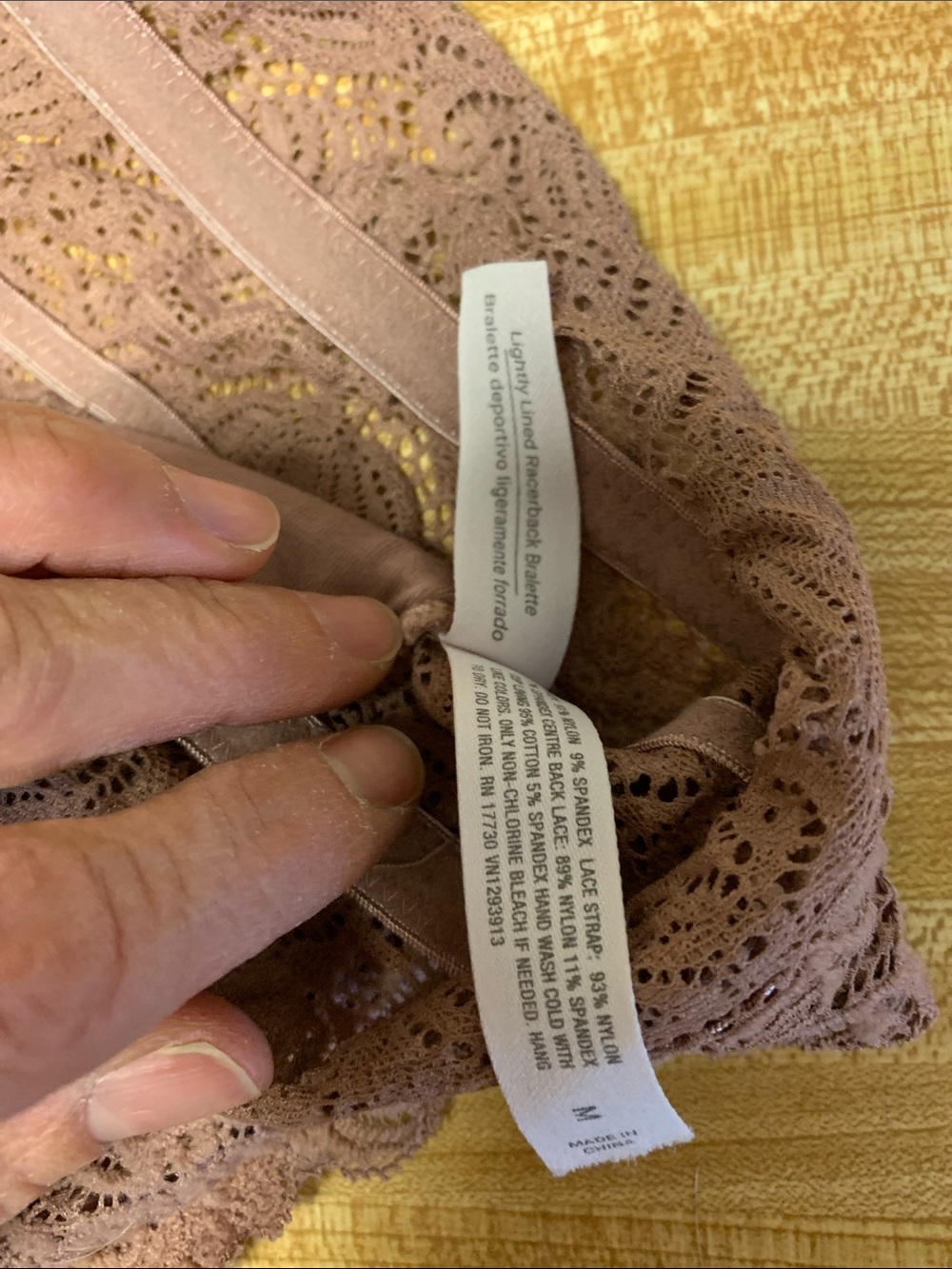 Auden Lightly Lined Racerback Bralette - Dusty Rose Lace - Picture 5 of 10
